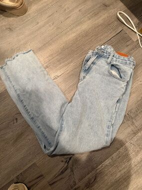 Princess Polly Light Blue High-Rise Straight Jeans